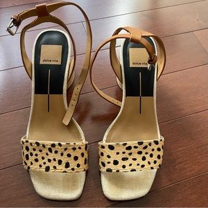 Dolce Vita Spotted Calf Hair Sandals, Size 6.5